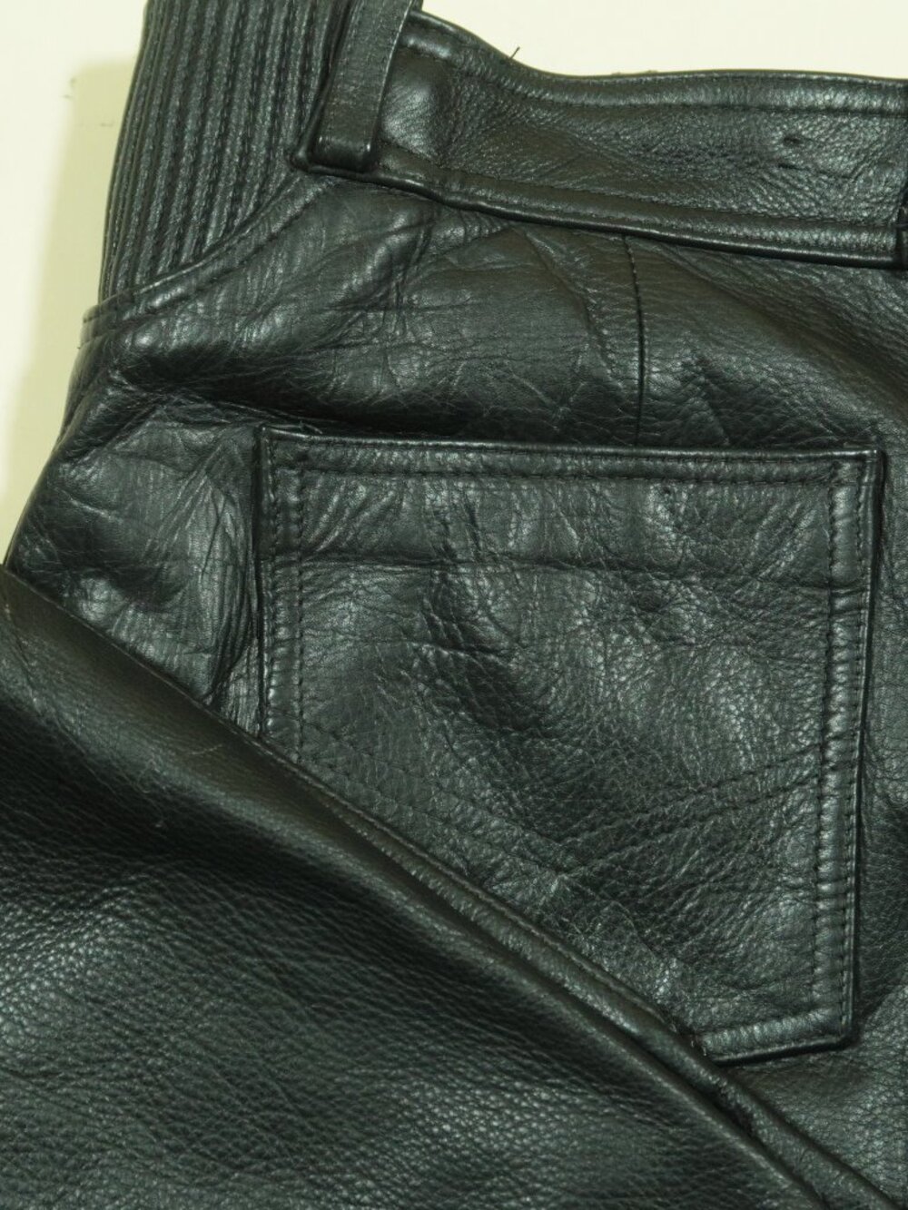 Easyriders Leather Motorcycle Pants Womens 14 Black Ankle Zips Stretch Waist